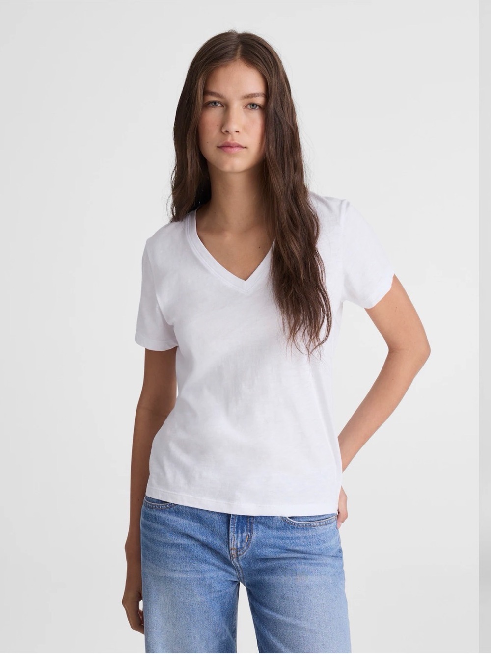 Madewell The Easy V-Neck Tee Soft Slub Jersey White NWT Size L
